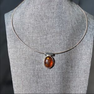 Vintage amber and silver slide pendant